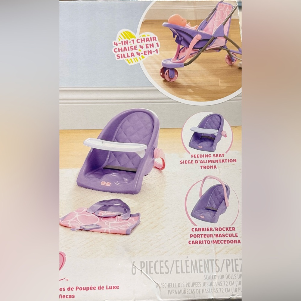 Heart to Heart Deluxe Doll Accessory Set (6 ct) stroller,carrier,feeding chair - Picture 4 of 5